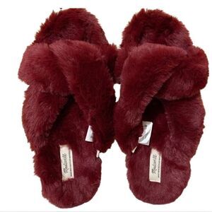 Madewell Super Soft Burgundy Crisscross Scuff Slippers
